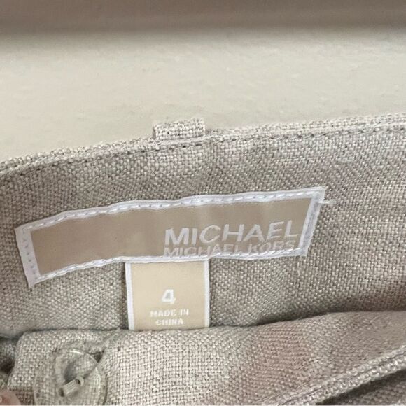 Michael Kors pleated front beige linen shorts Sz 4 - Picture 7 of 7